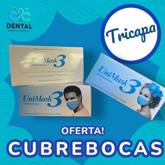 Cubrebocas Uniseal tricapa azul